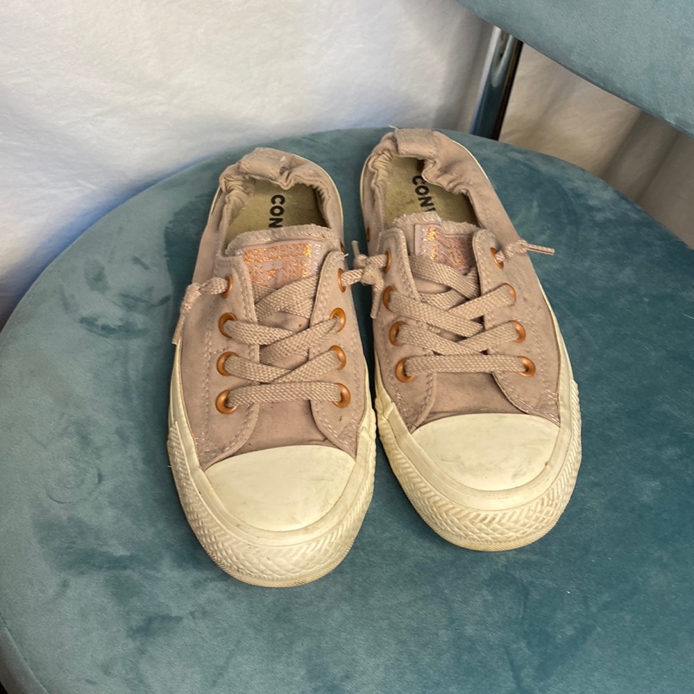 Tan/Muave slip on Converse sneakers